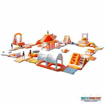 Надувной аквапарк на воде «Пиратский остров» 23×21×5 м