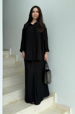 Льняной костюм с юбкой