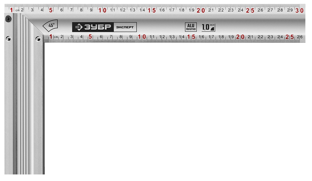 ЗУБР ЭКСПЕРТ 300 мм жесткий столярный угольник с усиленным алюминиевым полотном