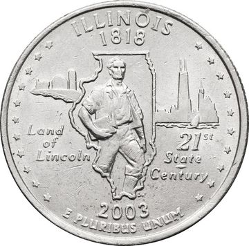 25 центов (1/4 доллара, квотер) 2003 США «Штат Иллинойс» (P)