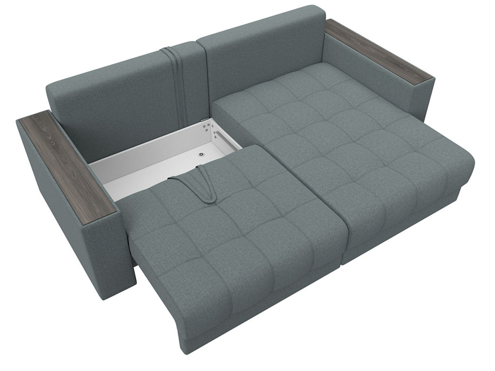 Диван угловой с декором Лига-049 НПБ, Амур 07 РОГОЖКА серый