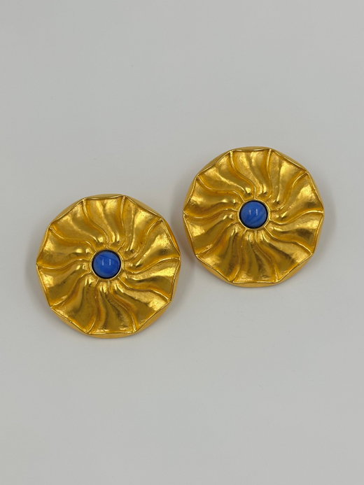 Крупные клипсы с синими кабошонами Karl Lagerfeld