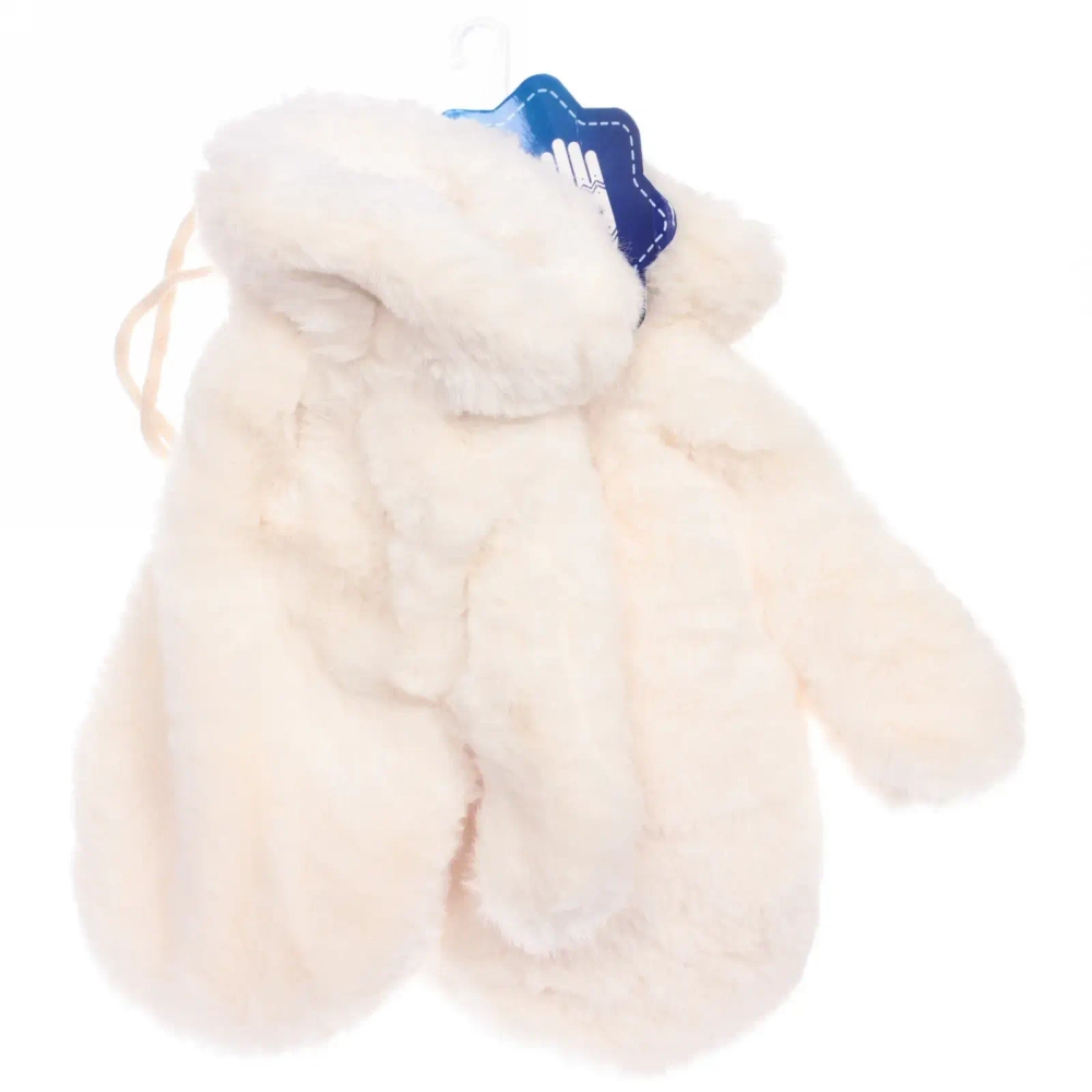 Варежки женские с мягким ворсом «Zima», цвет белый, эластичный манжет 6см, на шнурке, цвет белый зефир, 12,5*26см,( пакет с подвесом)