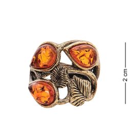 AM-2461 Кольцо «Ландыши» (латунь, янтарь)