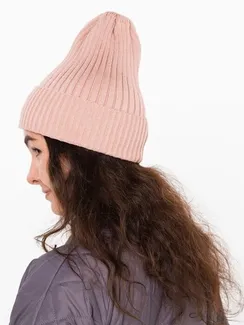 Шапка женская демисезонная , цвет пудра, размер 52-56