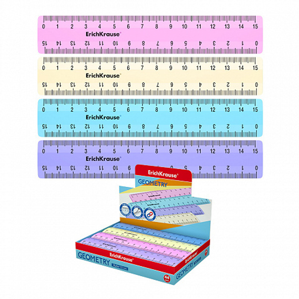 Линейка 15 см непрозр. "Pastel", ассорти