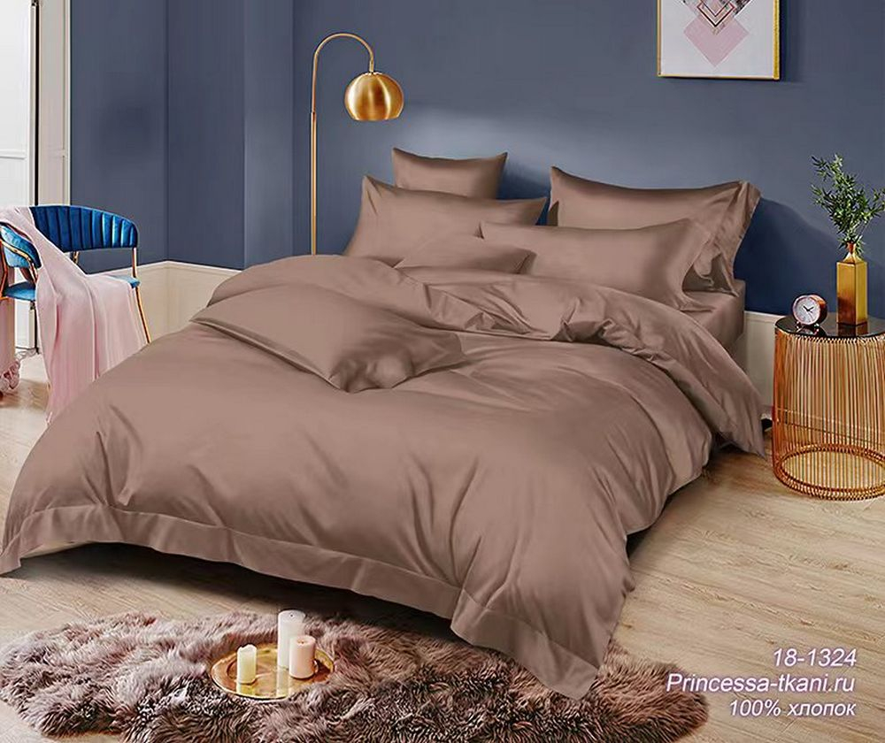 Комплект постельного белья 2-сп ПОПЛИН "Шоколад 18-1324 ЕМ" (нав. 70х70 или 50х70)