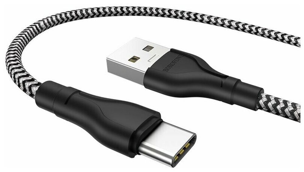 Кабель USB - USB Type-C 3А 1-метр Borofone BX39 Beneficial ТПЭ + нейлон, чёрно-белый