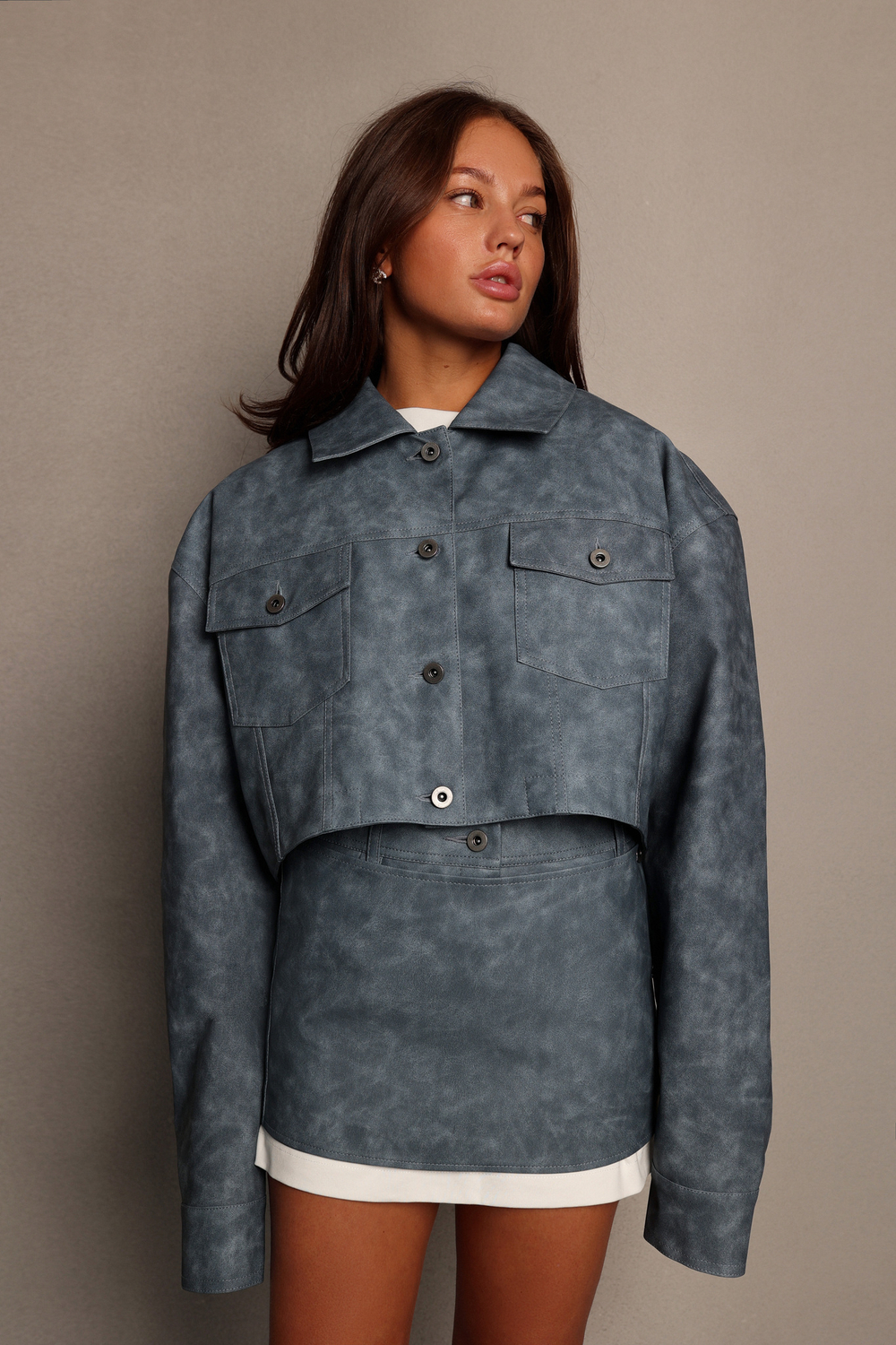 Куртка-рубашка из экокожи