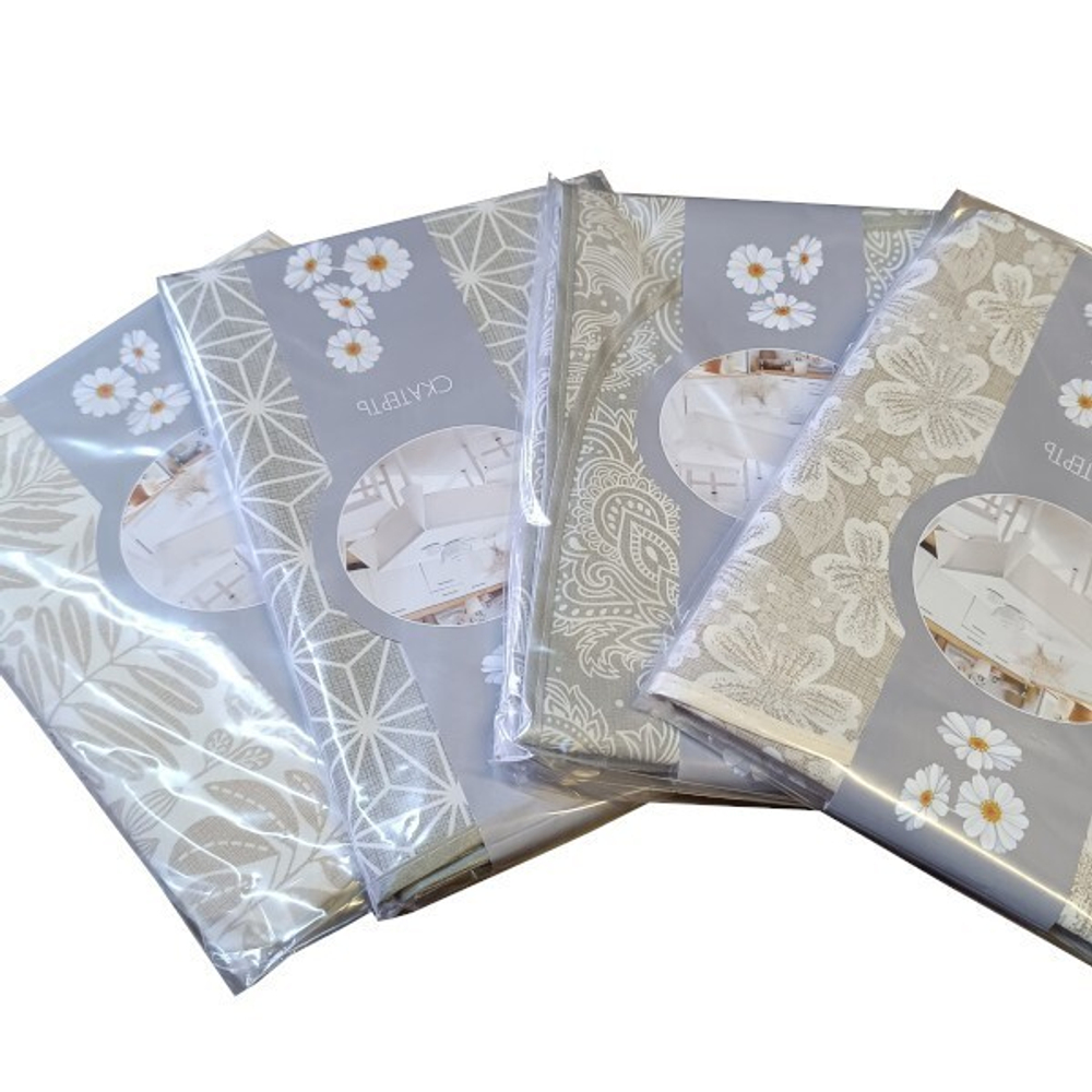 Скатерть ДУЭТ с бейкой 130*160 тканев.основа с ПВХ покрытием и тиснением Микс расцветок