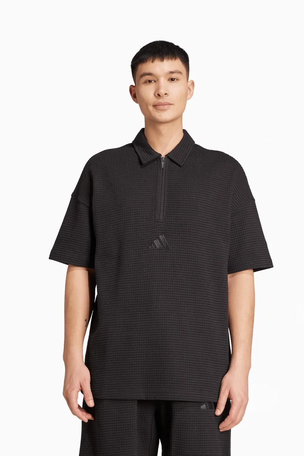 Футболка adidas Waffle Knit Polo Polo - черный