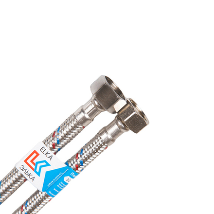 Гибкая подводка для воды ELKA стальная оплетка, гайка сталь, 1/2", г/г,  50см. (упак. 200шт.)