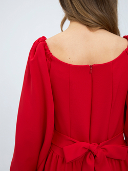 Платье праздничное ярусное с воланами для девочки красное