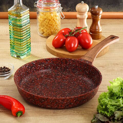 Сковорода алюминий, 28 см, антиприг, Гурман, Granit Red, красн, ГМ2801 ГР, с дерев ручк