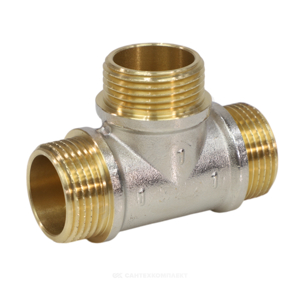 Тройник латунь никель Ду 15 (1/2") НР/НР/НР 9010 ГОСТ 32585-2013 Aquasfera 9010-01