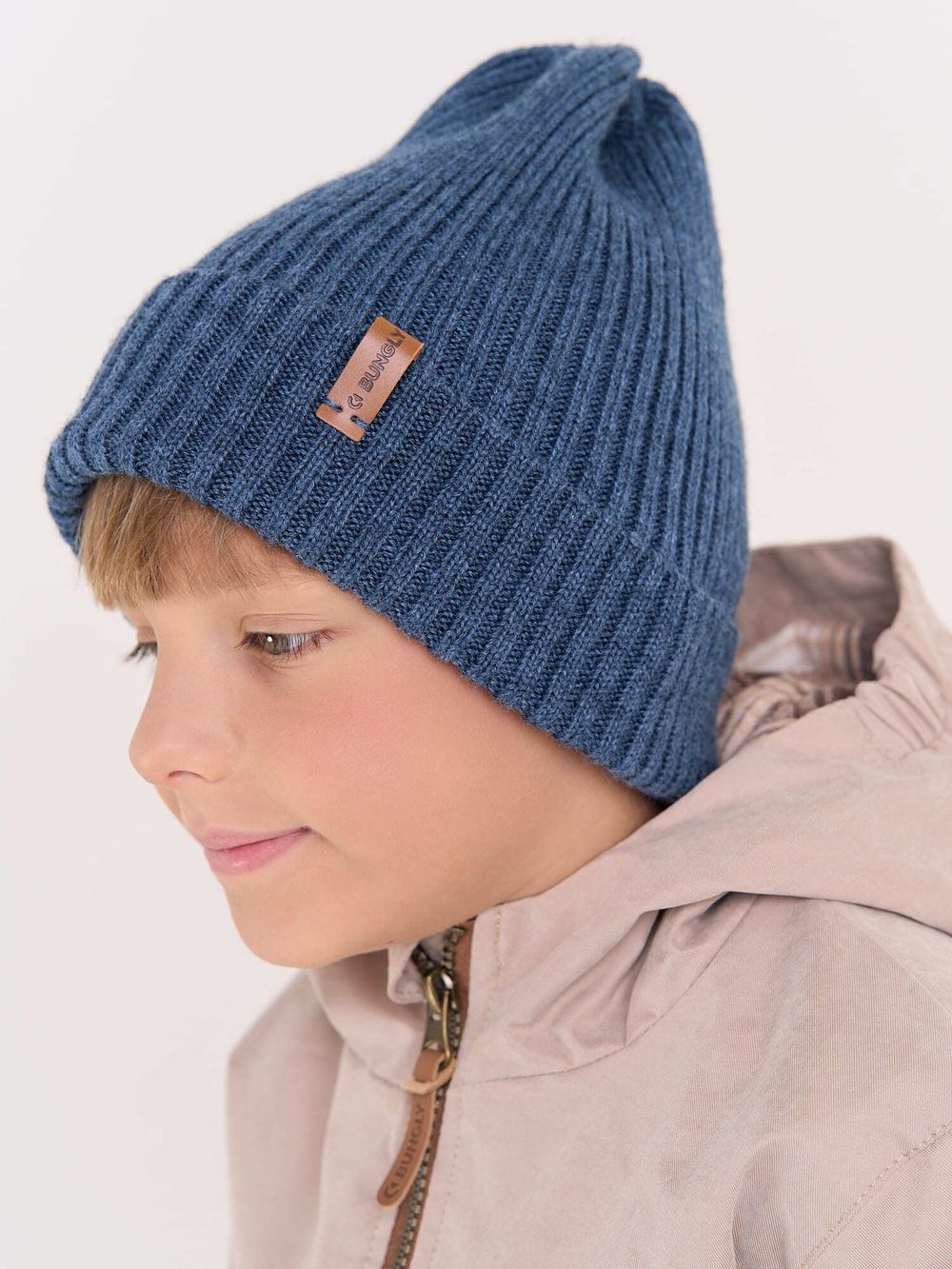 Шапка тыква из смесовой шерсти однослойная "Деним"