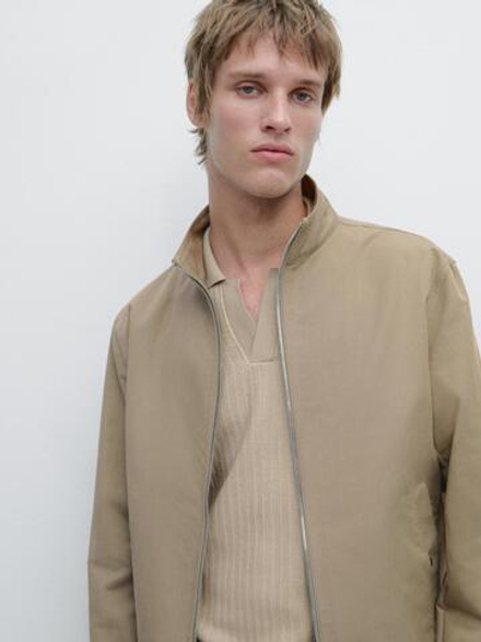 Massimo Dutti Короткая куртка с карманами, светло-бежевый