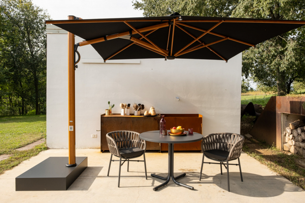 Зонт профессиональный 2.9х2.9 м Scolaro Astro Timber, имитация ироко, черный