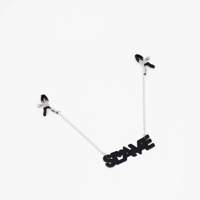 Зажимы на соски с кожаной подвеской Slave