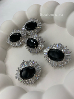 Пуговицы стразы (циркон) с черным камнем