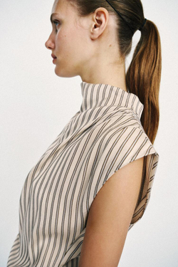 ZARA МИНИ-ПЛАТЬЕ В ПОЛОСКУ С КРУЖЕВОМ, РОЗОВЫЙ