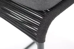 "Ането" стул барный плетеный из роупа, каркас алюминий темно-серый (RAL7024) муар, роуп темно-серый круглый, ткань темно-серая 027