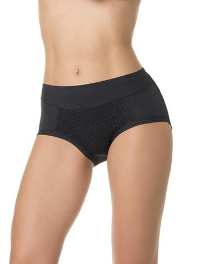Высокие трусики plus size с кружевной вставкой (Размер: XXXL) (Цвет: темно-синий)