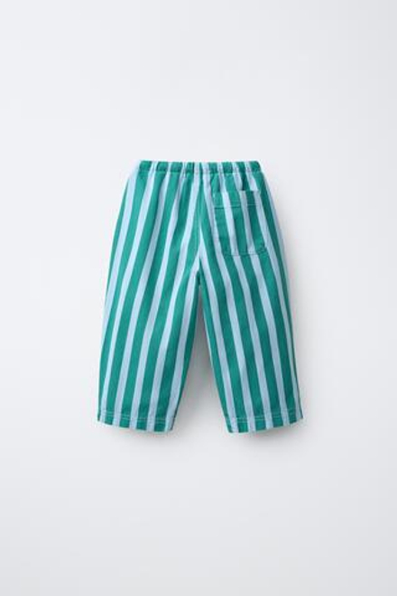 ZARA БРЮКИ-БАЛЛОНЫ ИЗ ХЛОПКА И ЛЬНА В ПОЛОСКУ, РАЗНОЦВЕТНЫЙ