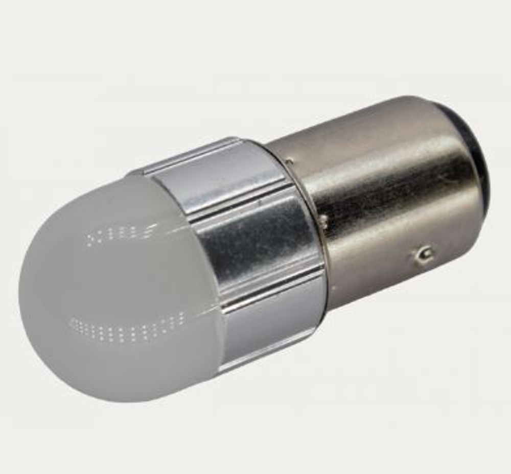Светодиод 24V T25\5  ШАР 1157 белый MT 0.5W FLASH (Строб) (2конт) Шар мат-Хром обод S0031-24\2-FLASH