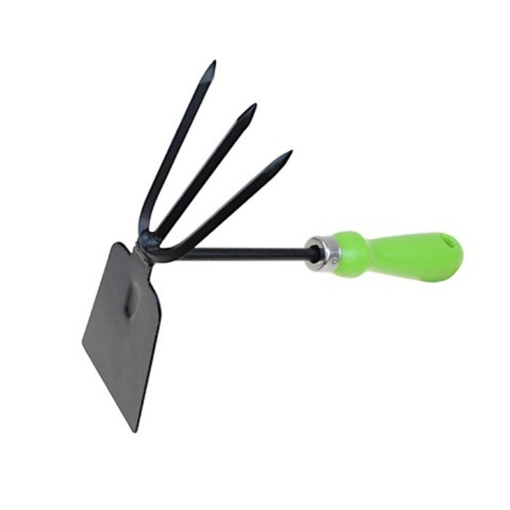 Мотыжка Комбинированная 3-х зубые грабли с лопаткой с мет черенком и пласт ручкой Урожайная сотка Стандарт 9402H