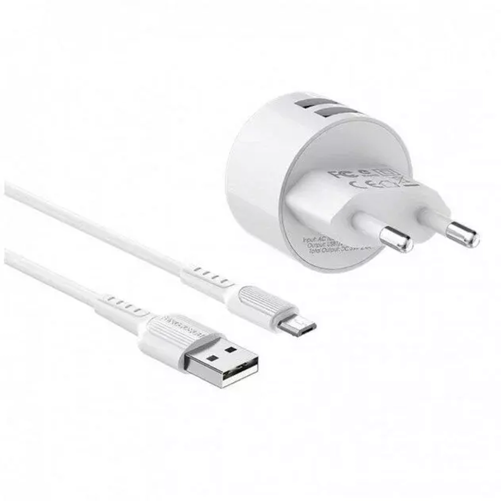 Зарядное сетевое с кабелем MicroUSB 1-метр 2.4А BOROFONE BA23A