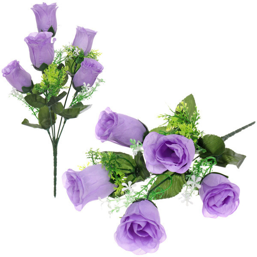 Букет цветов 35см «Роза» фиолетовый 5 цветков