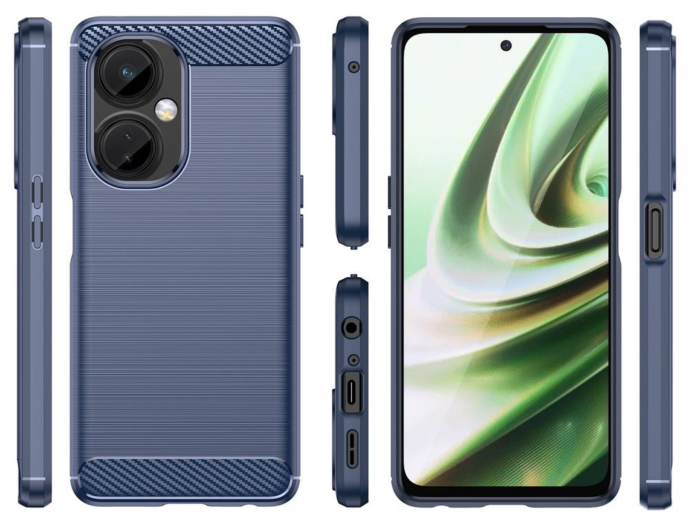 Чехол синего цвета в стиле карбон для Oneplus Nord CE3 Lite, серия Carbon от Caseport