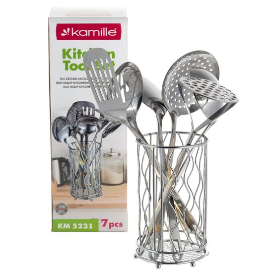 Набор кухонных принадлежностей 7 предметов Kamille KM-5231 из нержавеющей стали с позолотой