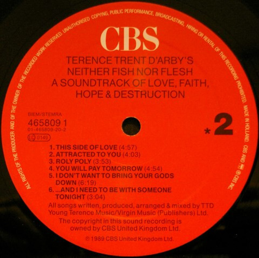 Terence Trent D'Arby / Neither Fish Nor Flesh (A Soundtrack Of Love, Faith, Hope, And Destruction)(LP)