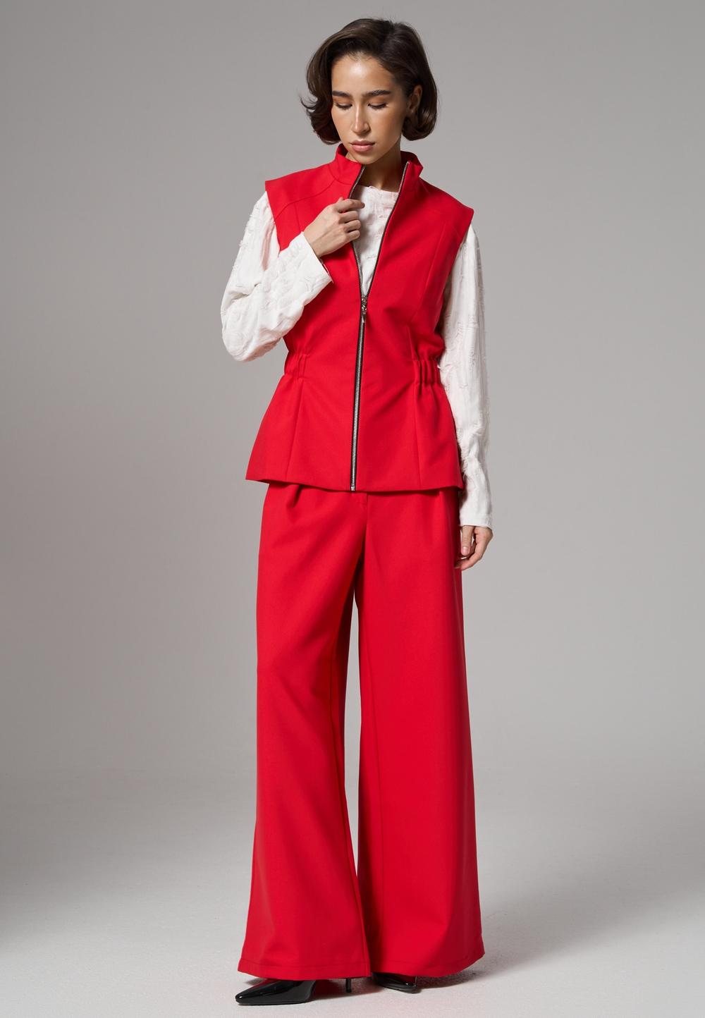 Брюки палаццо красные