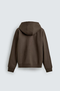 ZARA ТОЛСТОВКА НА МОЛНИИ С КАПЮШОНОМ HEAVYWEIGHT ORIGINS, ШОКОЛАДНЫЙ