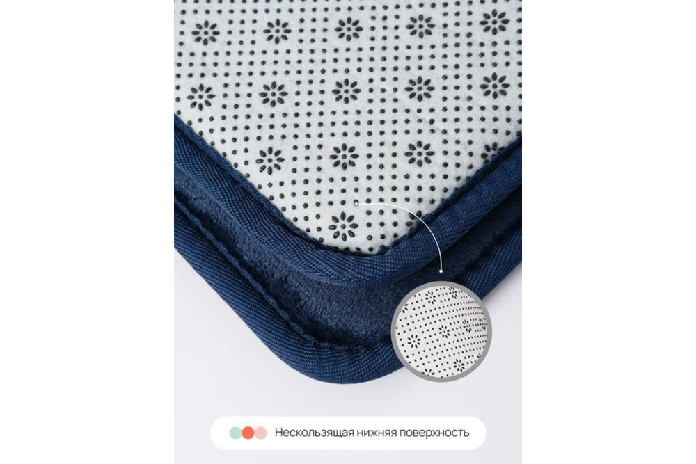 Набор ковриков для ванной и туалета с эффектом памяти Home One 51х81, 51х61 U-shape, тёмно-синий