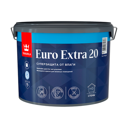 Краска Euro Extra-20 (Евро-20) TIKKURILA 9л белый (база А)
