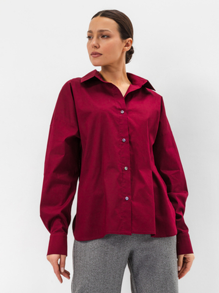 Рубашка 22904 оверсайз бордовая