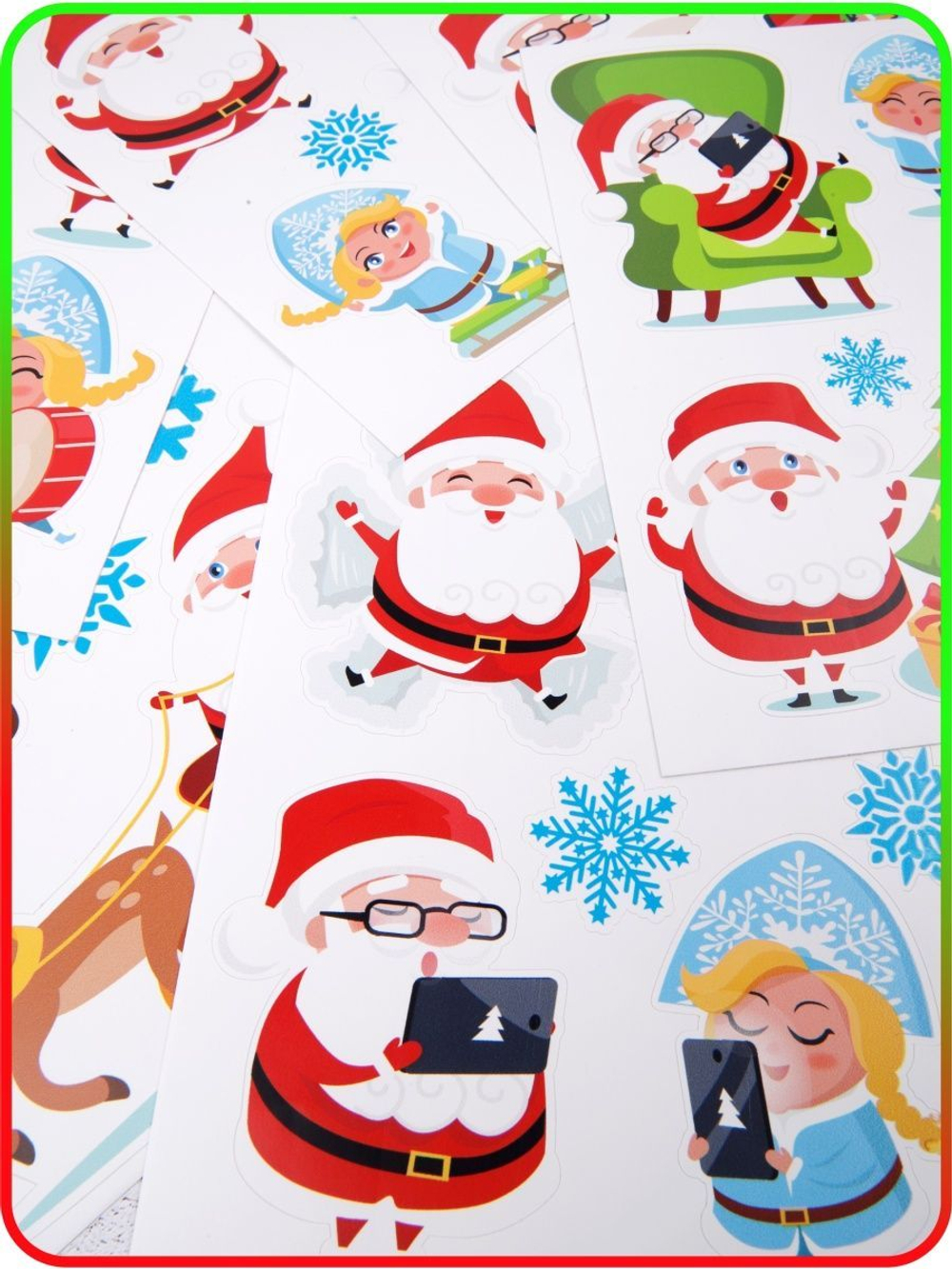 Новогодние наклейки стикеры на подарки, окна, декор для дома