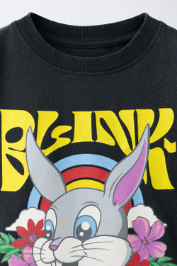 ZARA ФУТБОЛКА С ПРИНТОМ BLINK-182 ©, АНТРАЦИТОВО-СЕРЫЙ