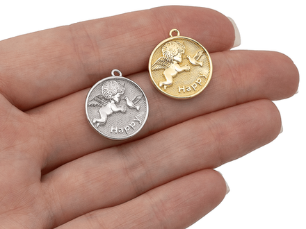 Подвеска круглая "Happy", 19мм