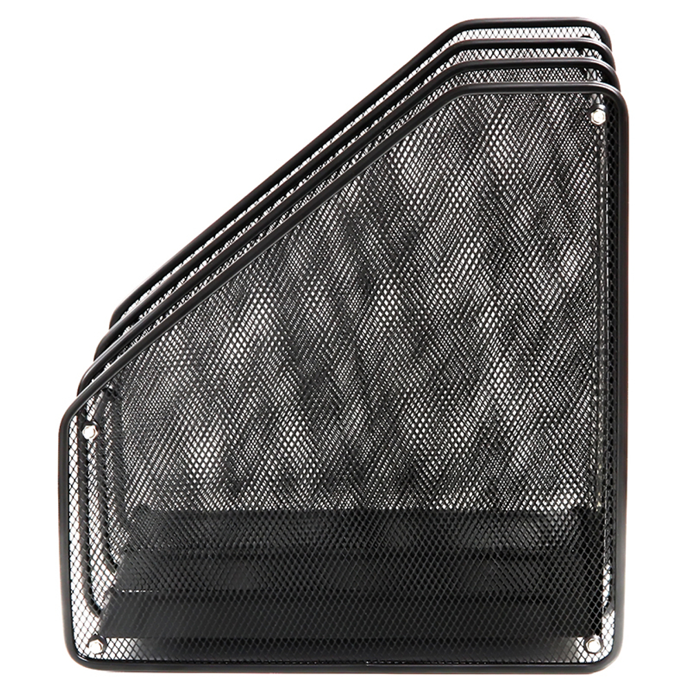 Лоток вертикальный DELI, 3 отделения, металлический, черный