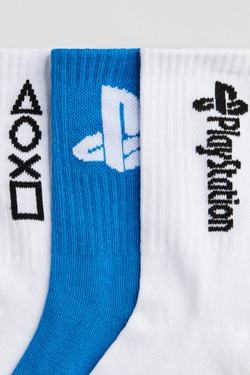 H&M Набор из пяти пар носков с принтом, светло-серый