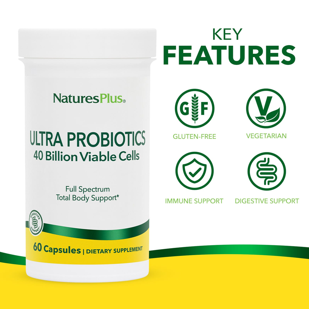 NaturesPlus, Ультрапробиотики, 40 млрд, 60 капсул