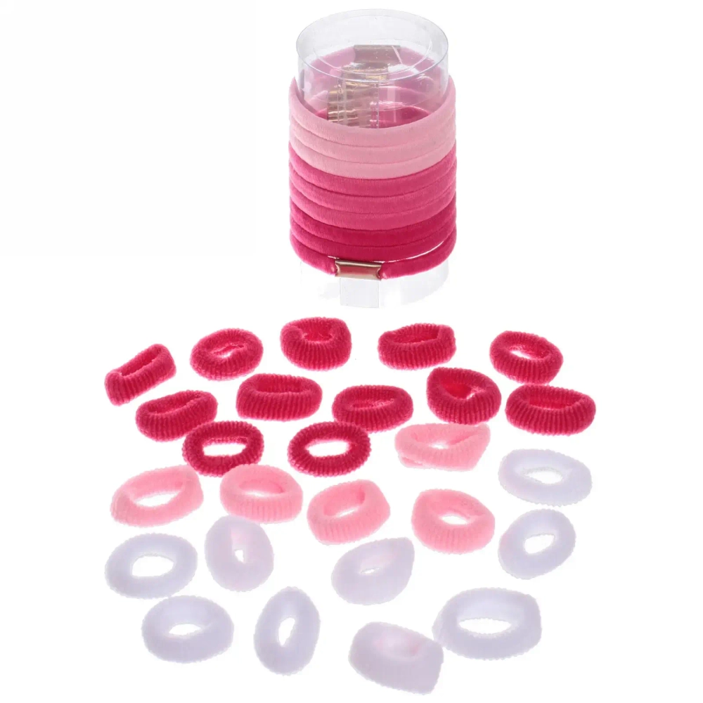 Резинки для волос детские в тубе 28шт «ЗАБАВА», зефирки, цвет розовый / белый, d-2см (наклейка Кокетка)