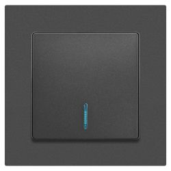 Выключатель Intro Accent 6-102-07 с подсветкой, 10А-250В, IP20, СУ, AL/CU, графит | Intro