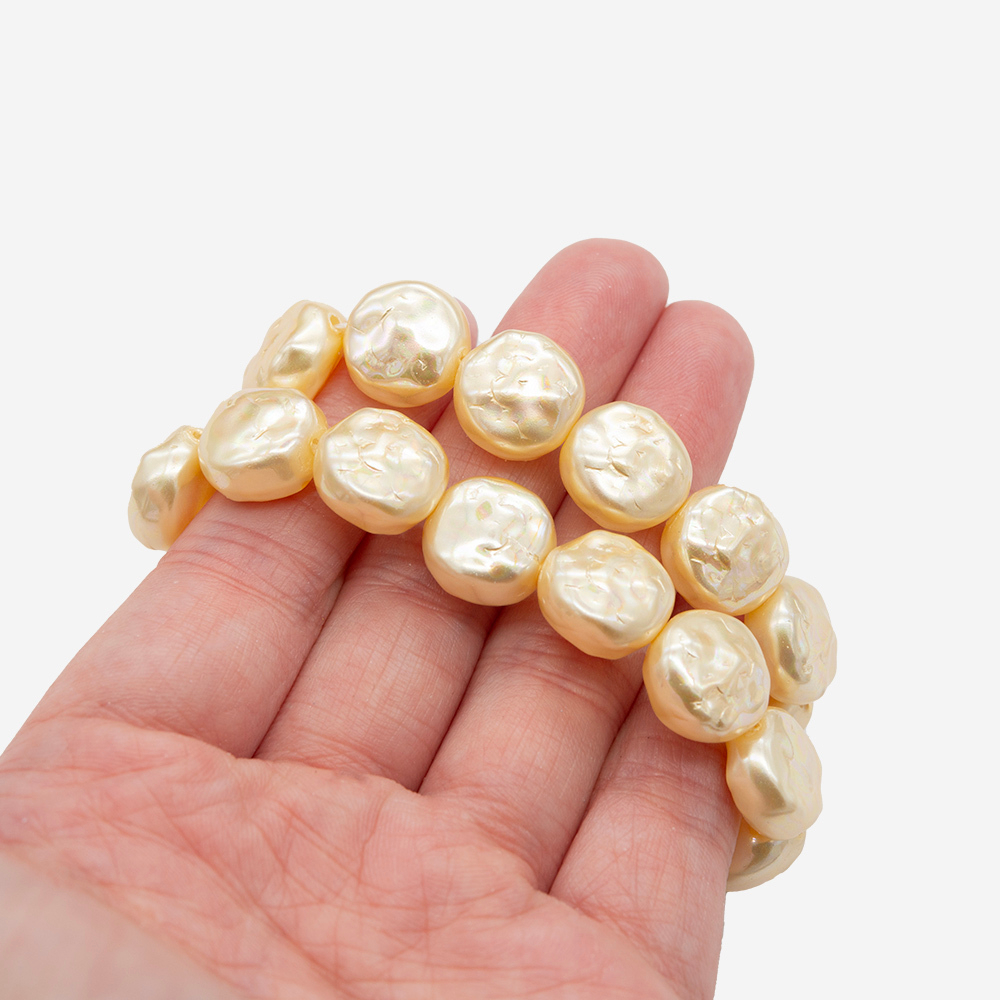 Хрустальный жемчуг в форме монетки, золотистый, 13мм