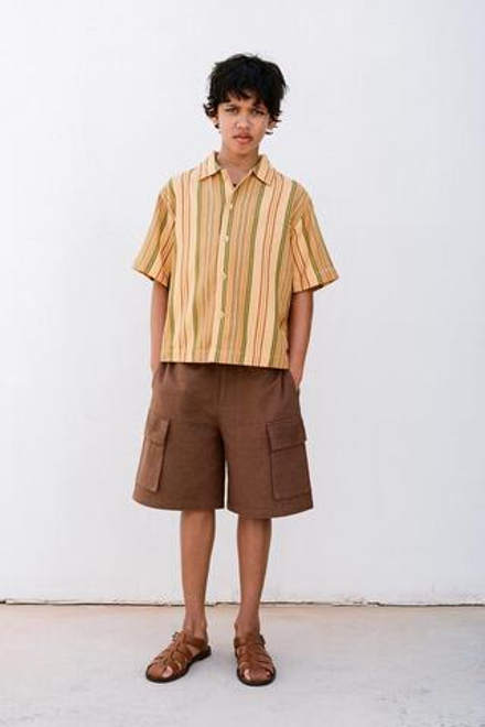 ZARA БЕРМУДЫ ИЗ СМЕСОВОГО ЛЬНА С ВЫШИВКОЙ, РЫЖЕВАТО-КОРИЧНЕВЫЙ